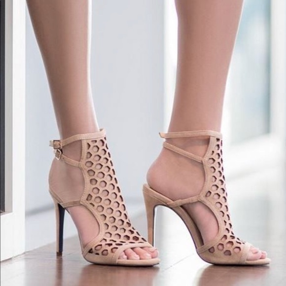 Anthropologie Shoes - Leather Nude Caged Perforated High Heel Sandal